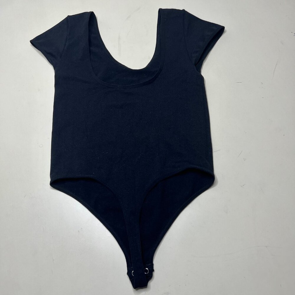 Black Bodysuit One Piece With Scoop Neckline